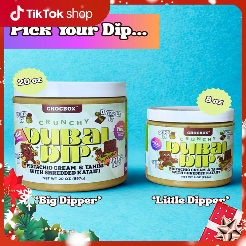 Chocbox Dubai Dip & Cookie Butter Crunch - Pistachio Cream & Tahini Mix / Cookie Butter + Crunchy Kataifi - 8oz & 20oz