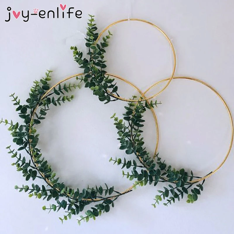 HULIANFU Wedding Decoration 10-40cm Rattan Wreath Metal Hoop Wreath Decor Floral Hoop Christmas Decor for Home Hanging Artificial Flower - Deanwangkt