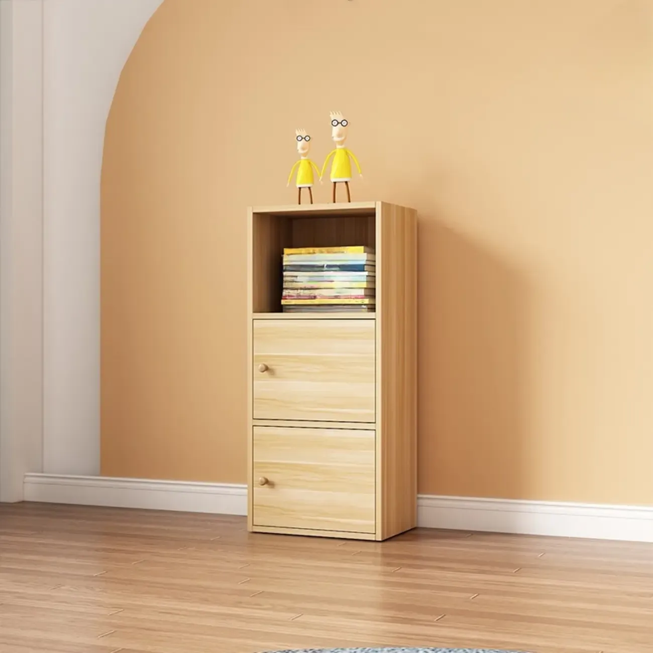 Simple Rectangular White Modular Wooden Bookcase