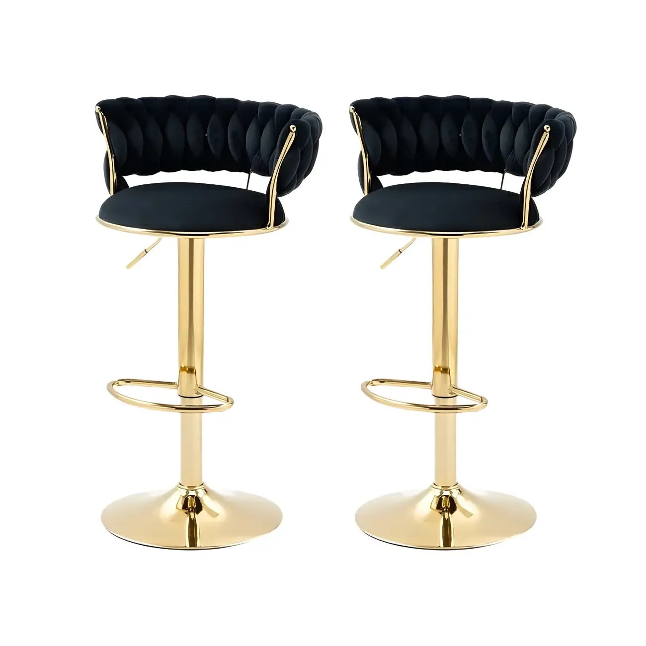 Gold Base Low Back Adjustable Swivel Bar Stool