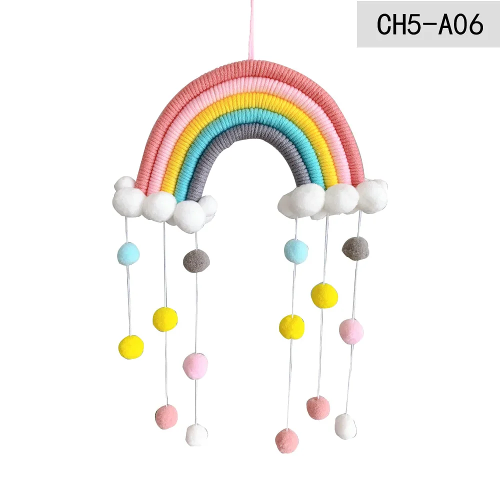HULIANFU Nordic Cloud Rainbow Raindrop Wall Hangings Decoration For Kid Girls Bedroom Hanging Pendant Baby Bed Tent Hanging Toy Pendant - Deanwangkt