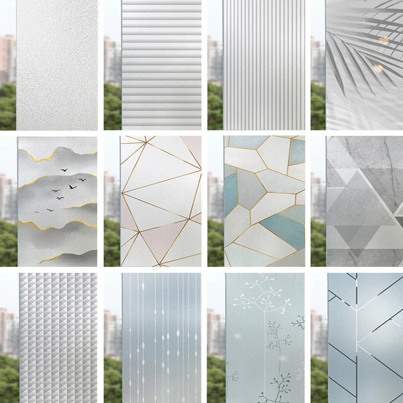 HULIANFU Landscape pastoral pattern window frosted glass sticker opaque toilet anti-lighting bathroom film anti-peep shading window paper - Deanwangkt