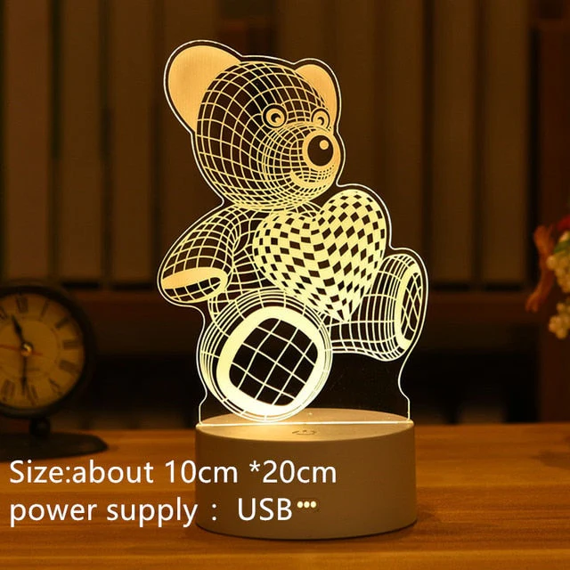 HULIANFU Romantic Love 3D Acrylic Led Lamp for Home Children Night Light Table Lamp Birthday Party Decor Valentine Day Bedside Lamp - Deanwangkt
