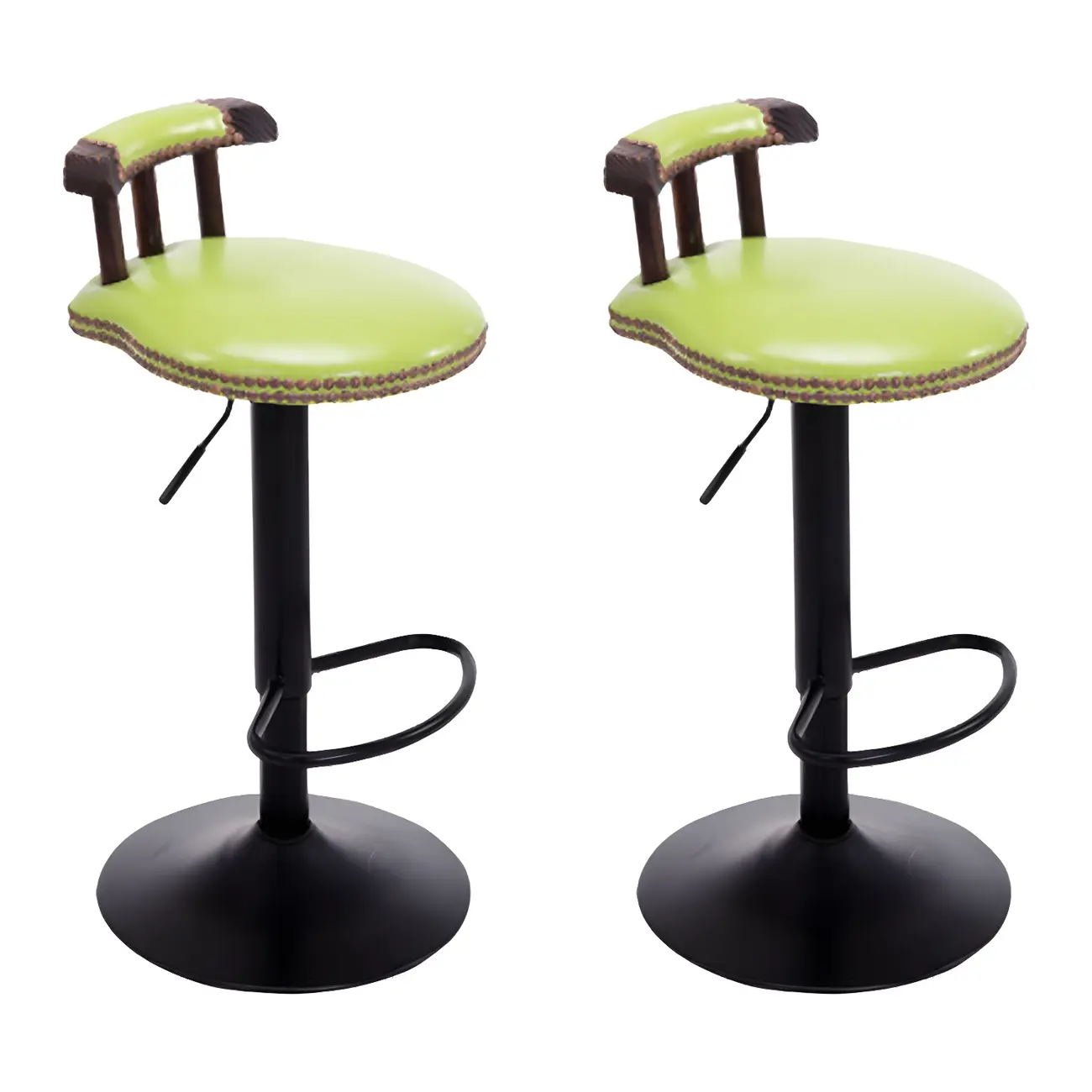 Industrial Round Leather Adjustable Bar Stools