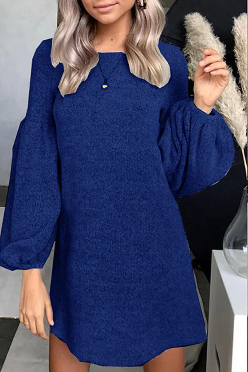 hulianfu Fashion Street Solid O Neck A Line Dresses(4 colors) - Deanwangkt