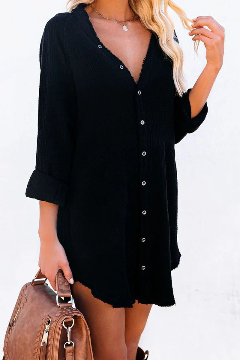 hulianfu Work Daily Solid Patchwork V Neck A Line Dresses - Deanwangkt