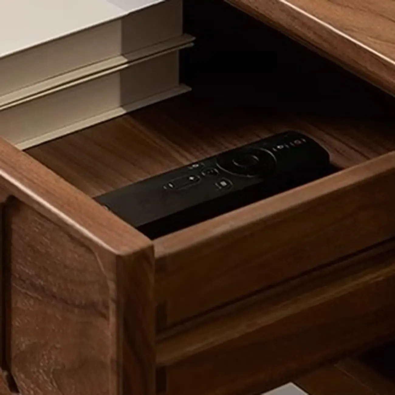 Mid-century Modern Square Walnut Wood End Table with Drawer