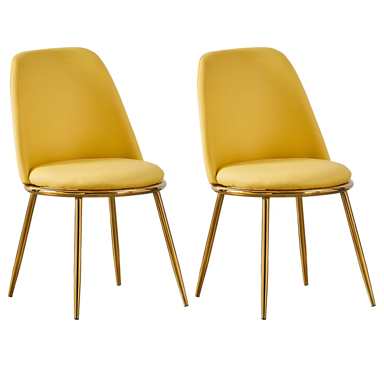 Glam Scandinavian Leather Armless Dining Chairs Metal Frame