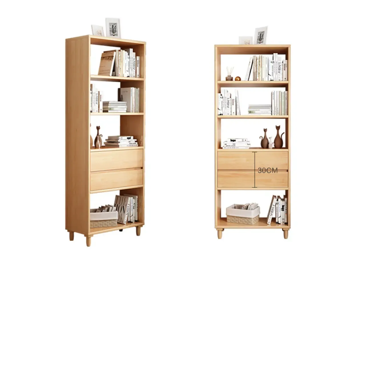 67 H Versatile 2 Drawers Open Back Wood Bookcase Shelf