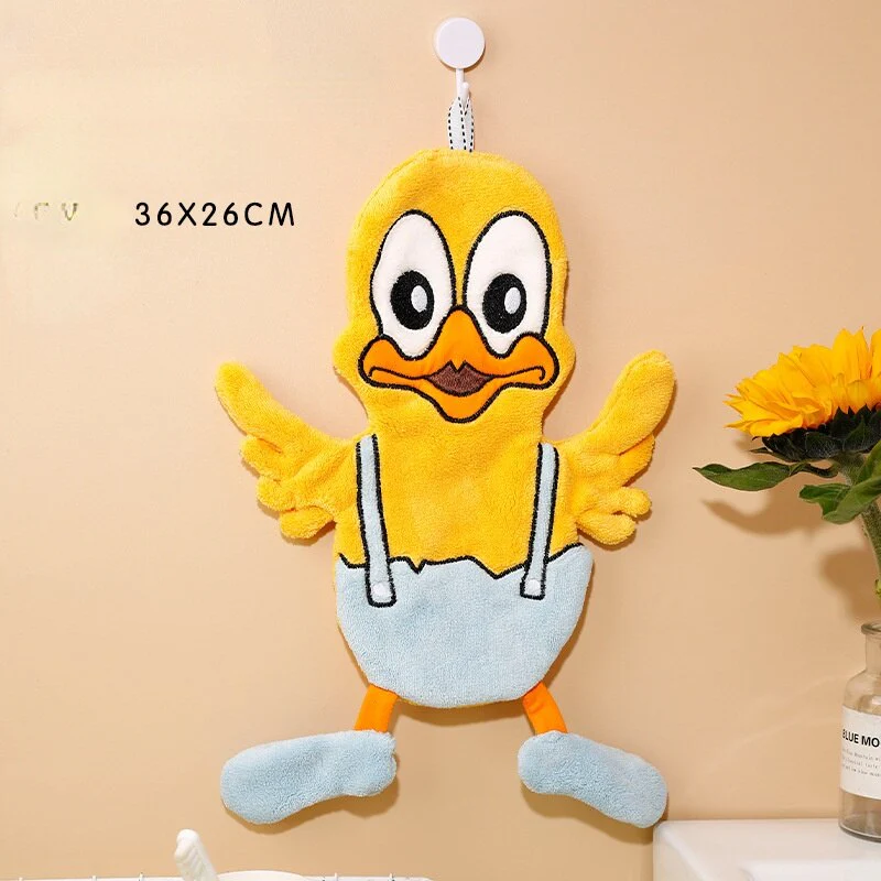 HULIANFU Lovely Cartoon Handkerchief Towel Hanging Absorbent Coral Velvet Wipe a Towel Household Kitchen Quick Drying Hand Cloth - Deanwangkt