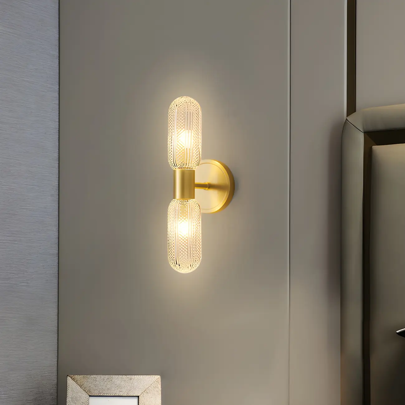 Unique Gold Up Down Wall Mounted Prismatic Glass Vanity Light