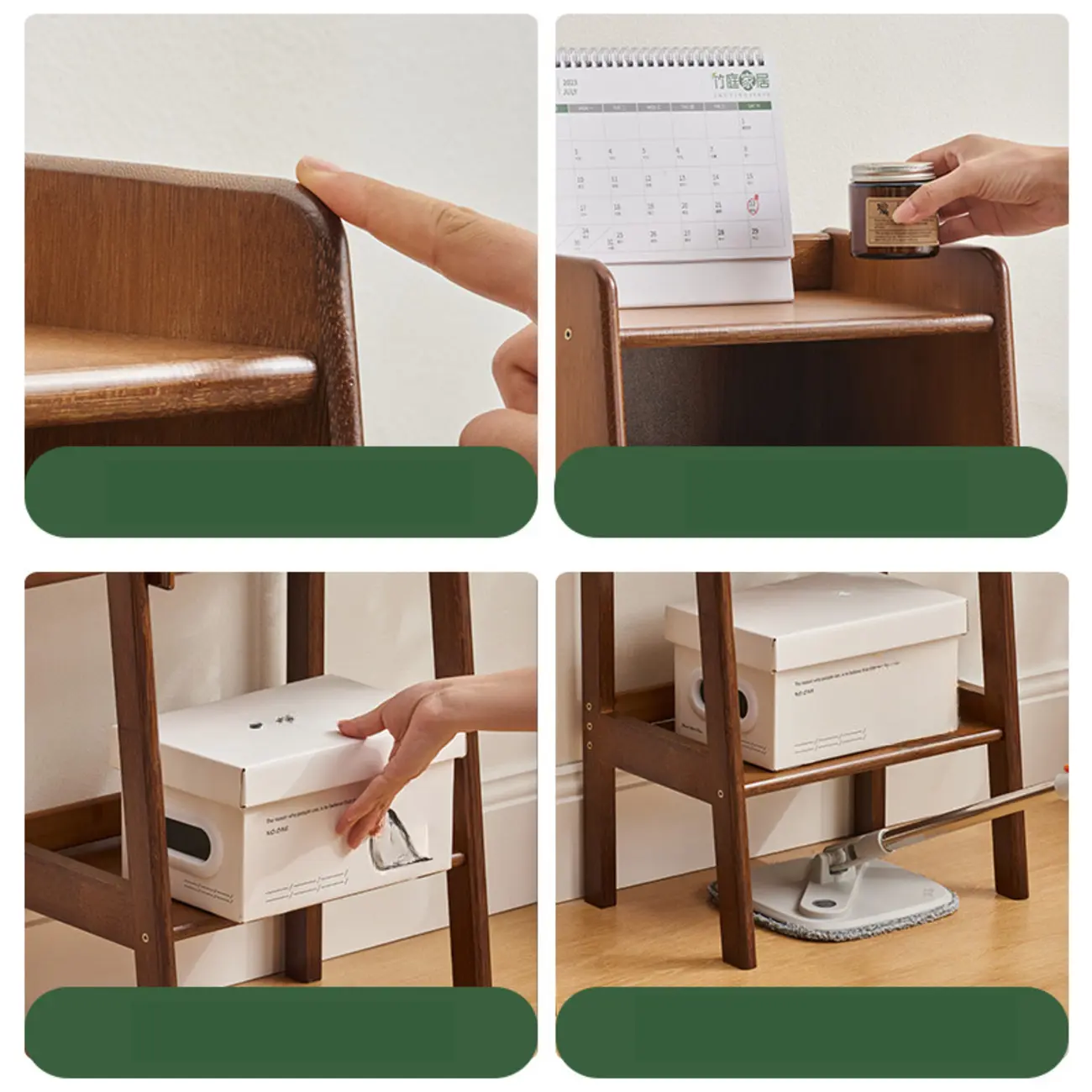 Scandinavian Narrow Brown Wood Multi-Tier Ladder Bookcase