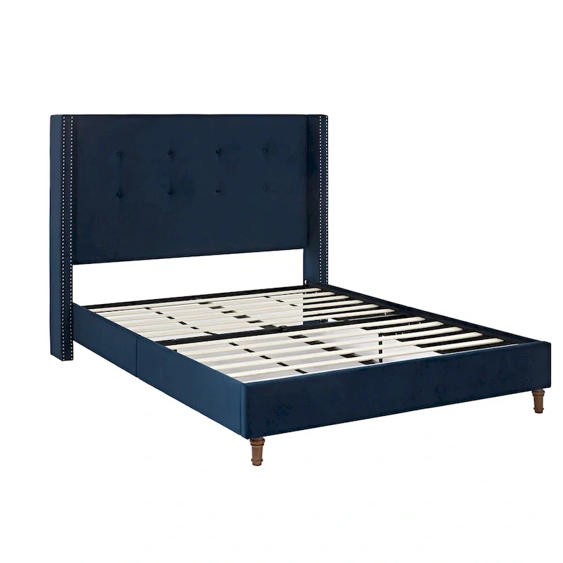 CUSchoice 54 High Headboard Upholstered Queen/King Bed (No Box Spring Needed)