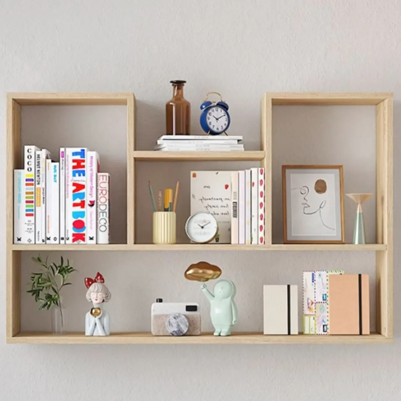 Modern Wooden 3-Tier Open Back Wall-Mounted Bookcase