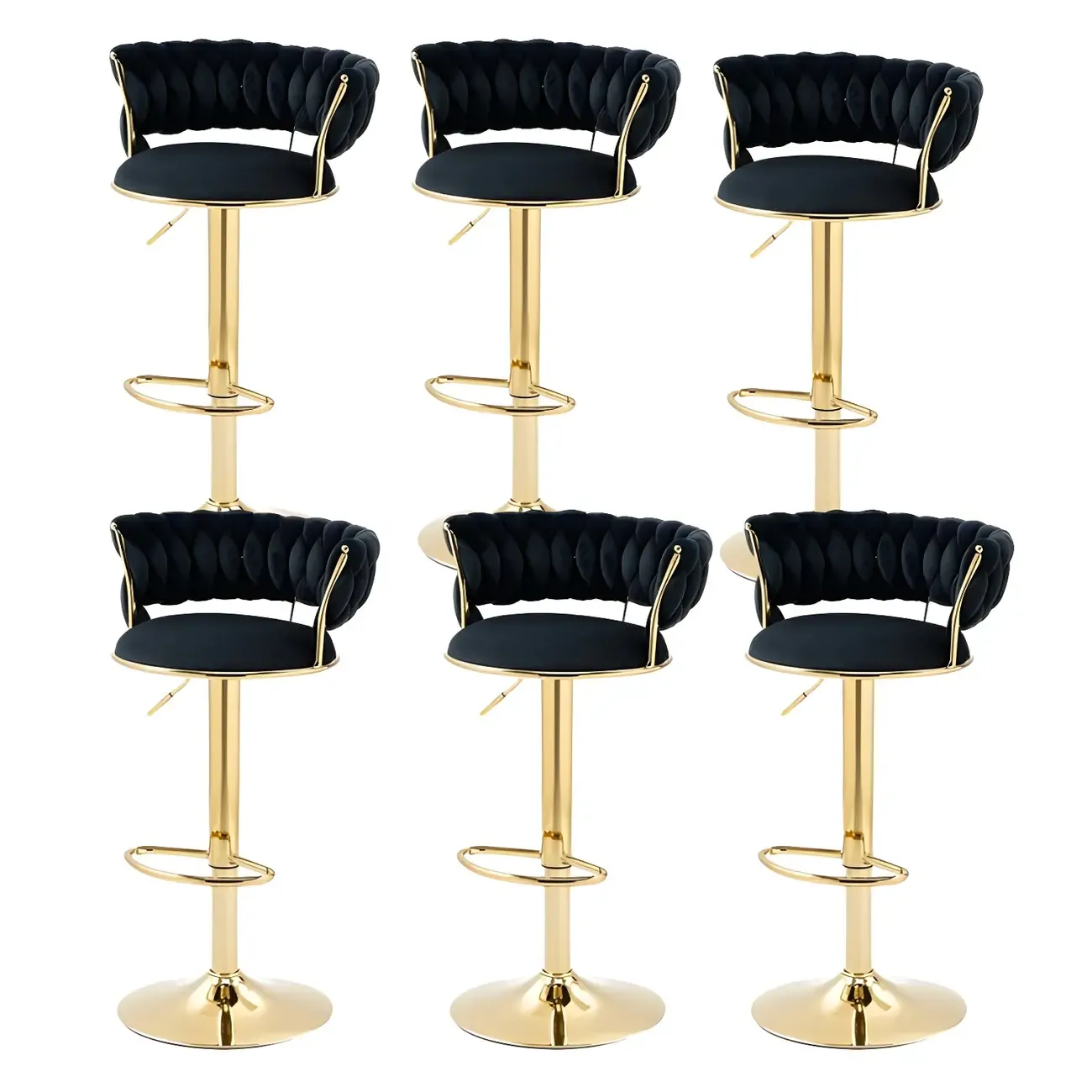Gold Base Low Back Adjustable Swivel Bar Stool