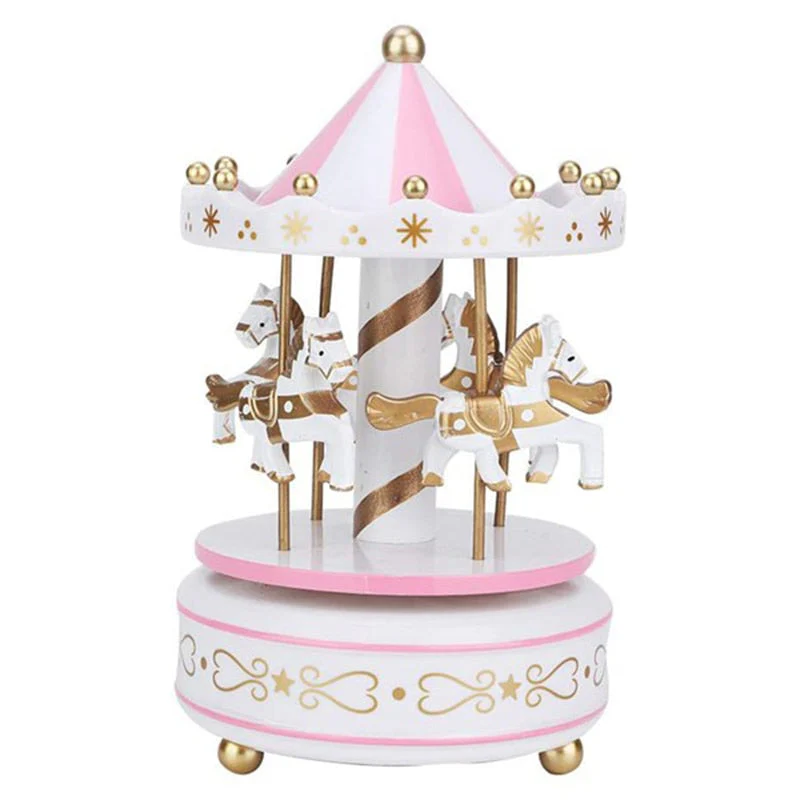 HULIANFU Merry-Go-Round Music Boxes Wind Up Wooden Horse Roundabout Carousel Musical Box Kid Birthday Christmas Gift Christmas Home Decor - Deanwangkt