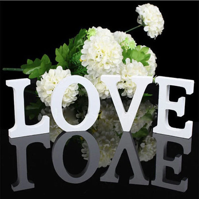 HULIANFU White Wood Letter Alphabet DIY Personalised Name Design Art Crafts Free Standing Xmas Birthday Wedding Party Home Decoration - Deanwangkt