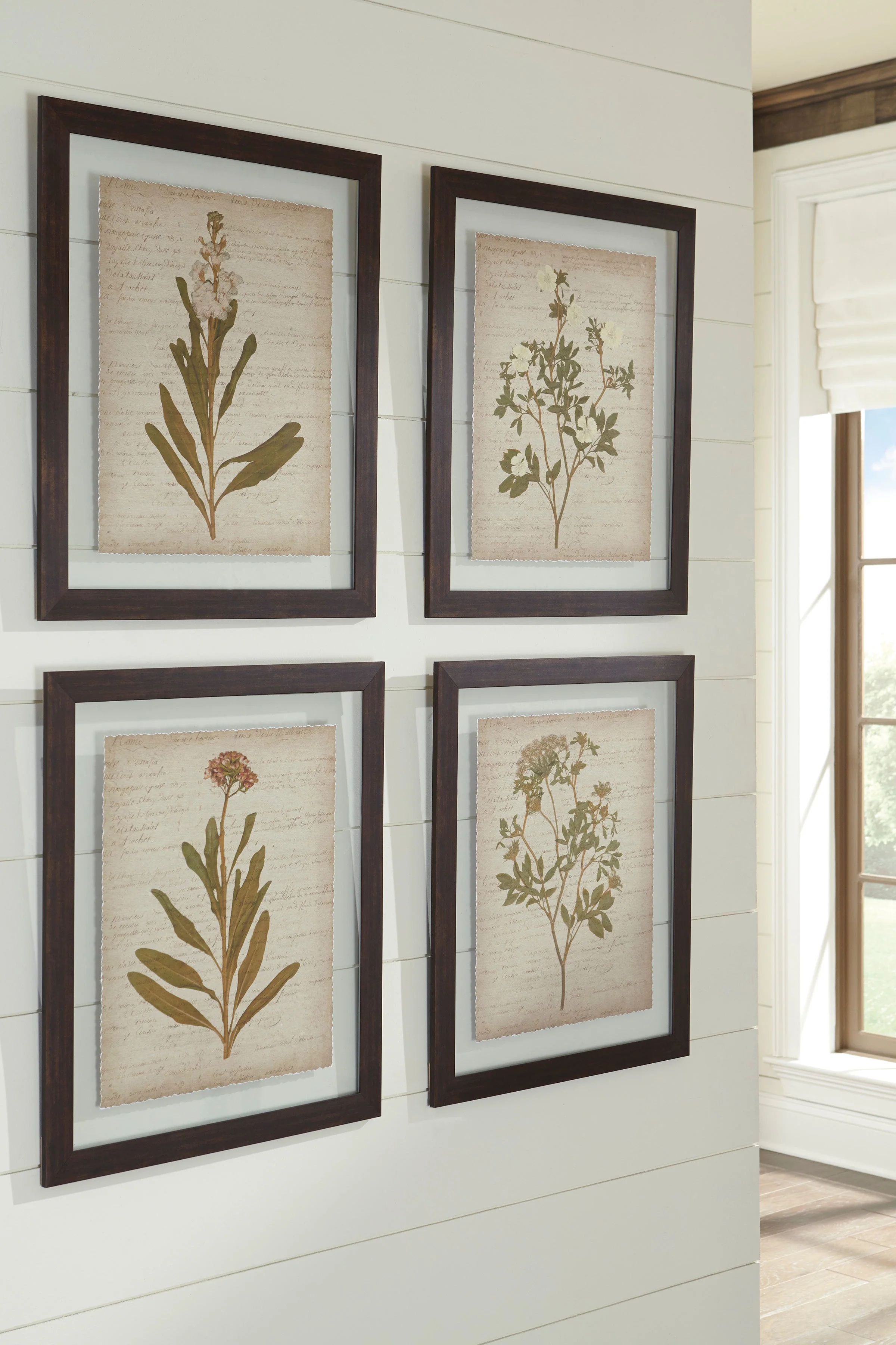 Glass Botanical Design 4 Piece Wall Art Set