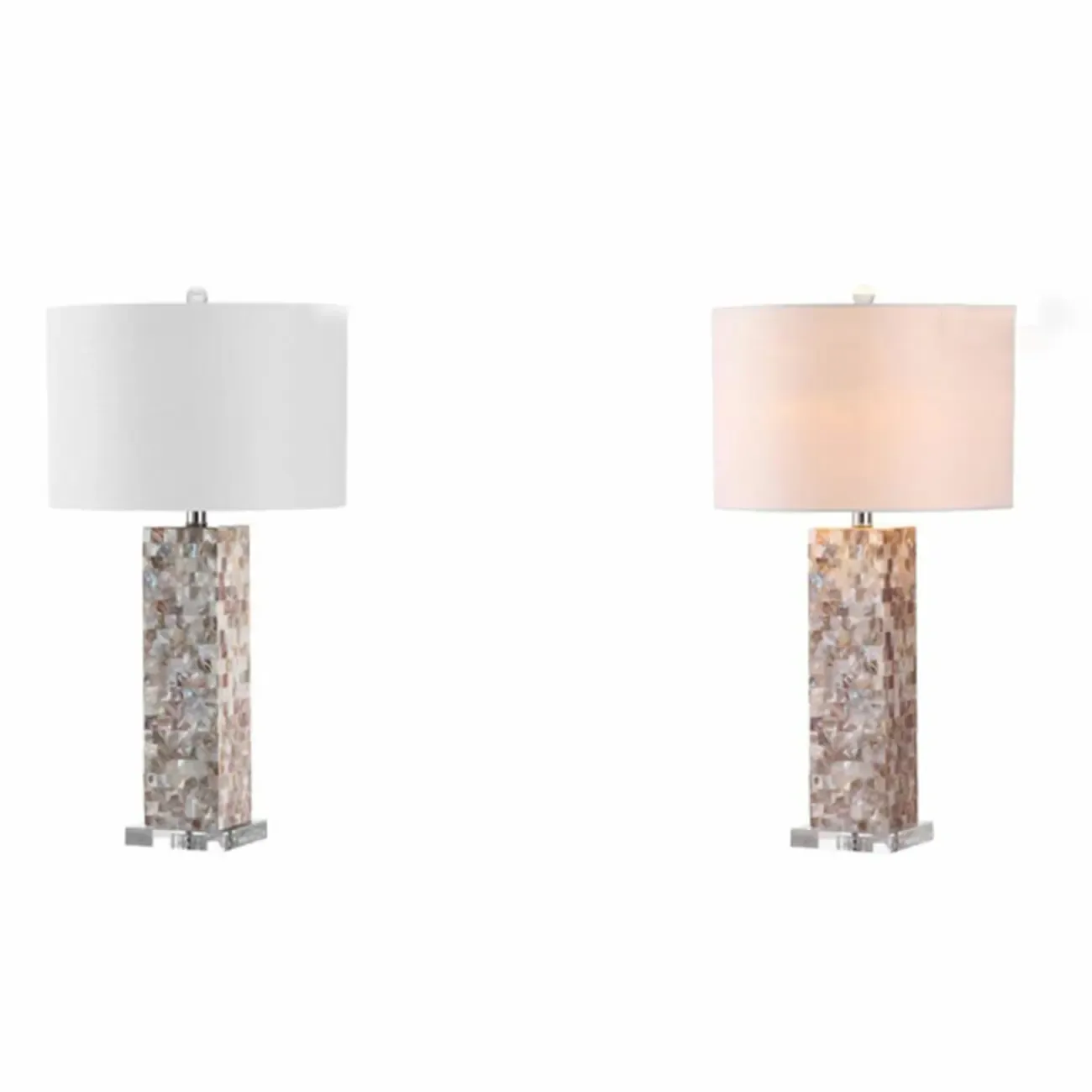 Elegant Shell Base LED Table Lamp with Linen Shade