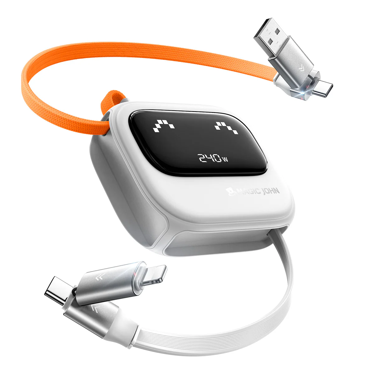 MAGIC JOHN 4-in-1 Retractable 240W Fast Charging Cable