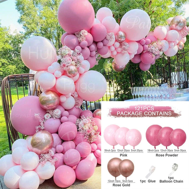 HULIANFU Macaron Pink Balloon Garland Arch Kit Wedding Birthday Party Decoration Kids Globos Rose Gold Confetti Latex Ballon Baby Shower - Deanwangkt