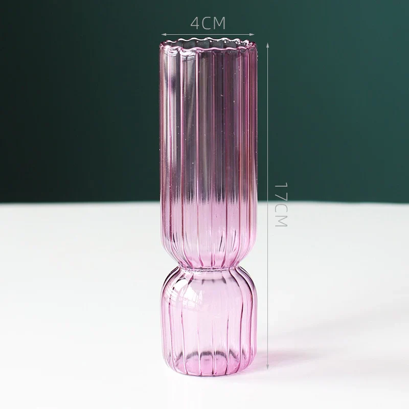 HULIANFU Nordic Glass Vase Small Glass Vases Flower Arrangement Home Decoration Accessories Modern Living Room Glass Ornament - Deanwangkt