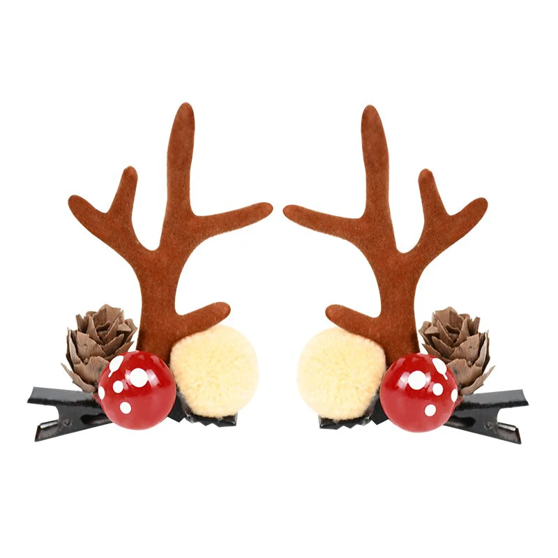 HULIANFU 2026  2pcs/set Elk Christmas Hair Clips Adult Kids Girl New Year Gift Christmas Hair Accessories Ear Hairpins Xmas Navidad Natal Decor - Deanwangkt
