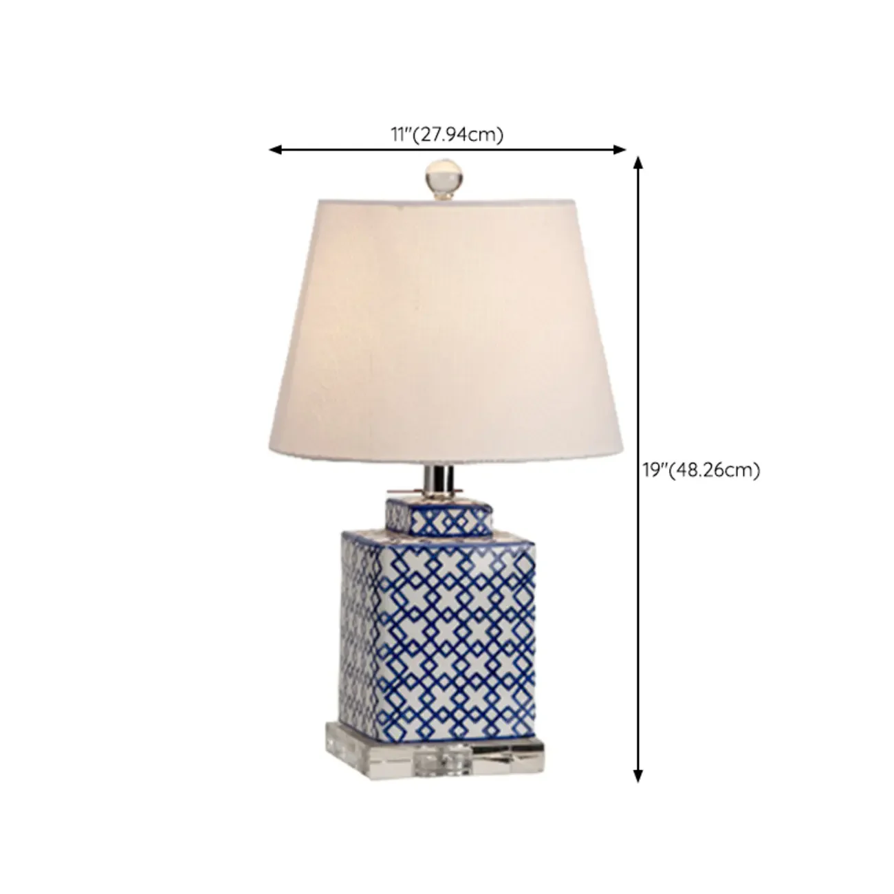 Blue Traditional Ceramic Table Lamp with Fabric Shade