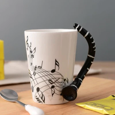 HULIANFU Novelty Music Note Cup Ceramic Guitar Coffee Mugs Personality Tea/Milk/Juice/Lemon Water Bottle Christmas Birthday Gift - Deanwangkt