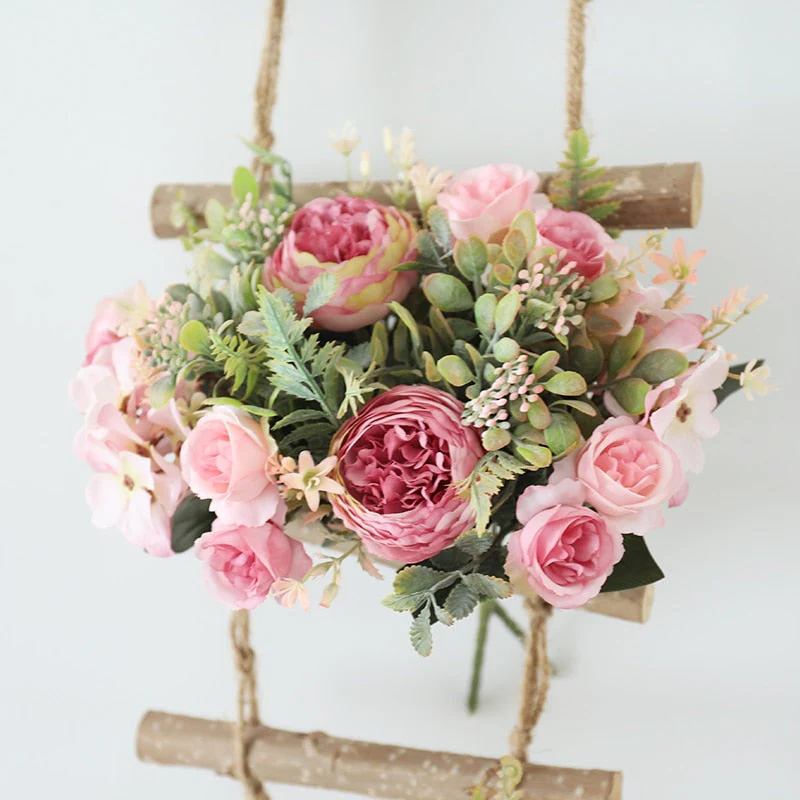 HULIANFU White Silk Artificial Roses Flowers Wedding Home Autumn Decoration High Quality Big Bouquet Luxury Fake Flower Arrangement Bulk - Deanwangkt