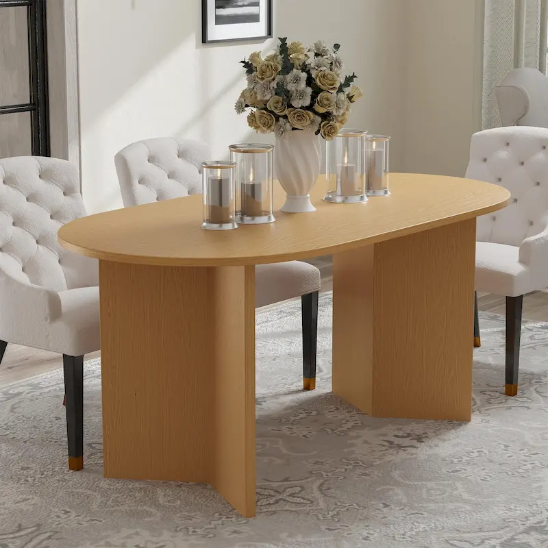 Nordic Style Solid Wood Oval Dining Table - Perfect for 6 People Gatherings 67 - 67*34*30