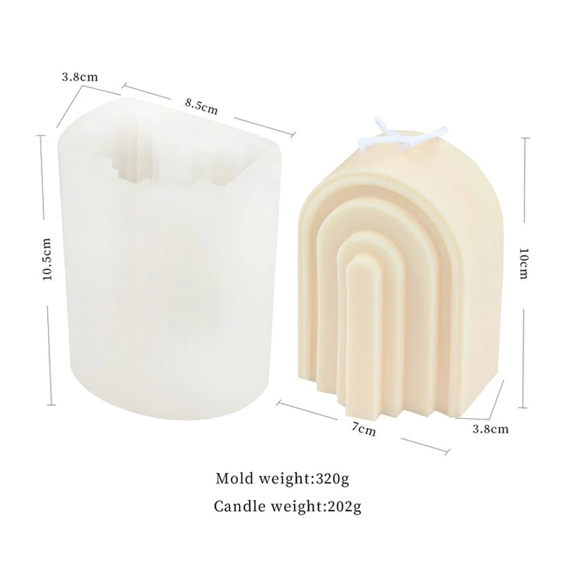 HULIANFU New Art Geometric Rainbow Arch Candle Silicone Mold 3D Handmade Craft Aromatherapy Candle Soy Wax Mould Making Supplies - Deanwangkt