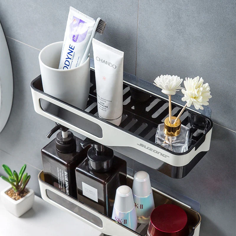 HULIANFU Wall Mounted Bathroom Shelf Shampoo Shower Organizer Punch-Free Bathroom Shelves Storage Rack Drainage Holder Household Items - Deanwangkt