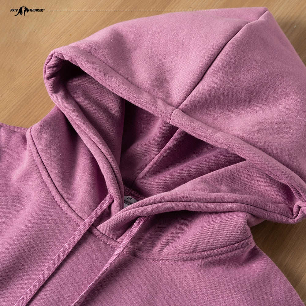hulianfu Woman's Sweatshirts Solid Drop Shoulder Korean Female Hooded Pullovers  Thicken Warm Oversized Hoodies Women - Deanwangkt