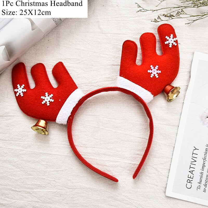 HULIANFU 2026  LuanQI Christmas Headbands for Children Adult Hair Band Red Christmas Santa Claus Snowman Antlers Headband Xmas Decoration Gifts - Deanwangkt