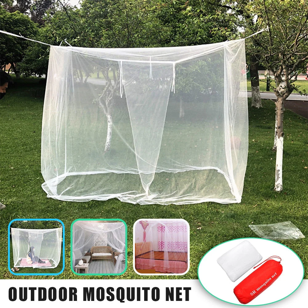 HULIANFU White Camping Mosquito Net Travel Repellent Tent Indoor Outdoor Insect Tent  4 Corner Post Canopy Hanging Bed With Storage Bag - Deanwangkt