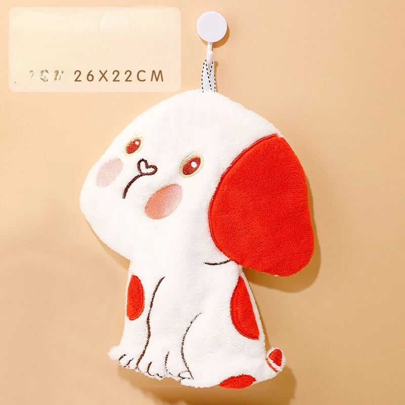 HULIANFU Lovely Cartoon Handkerchief Towel Hanging Absorbent Coral Velvet Wipe a Towel Household Kitchen Quick Drying Hand Cloth - Deanwangkt