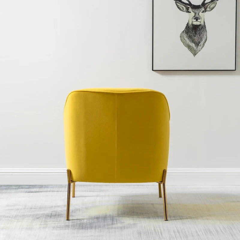 Ma Modern Velvet Accent Chair with Golden Legs Set of 2 by