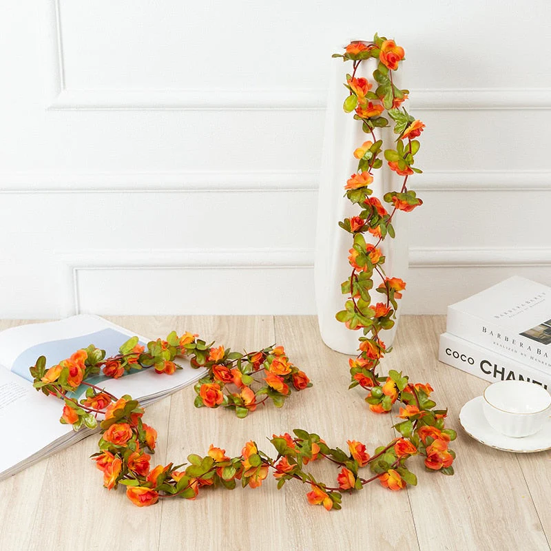 HULIANFU 2026  250CM Rose Artificial Flowers Christmas Garland For Wedding Home Room Decoration Spring Autumn Garden Arch DIY Fake Plant Vine - Deanwangkt