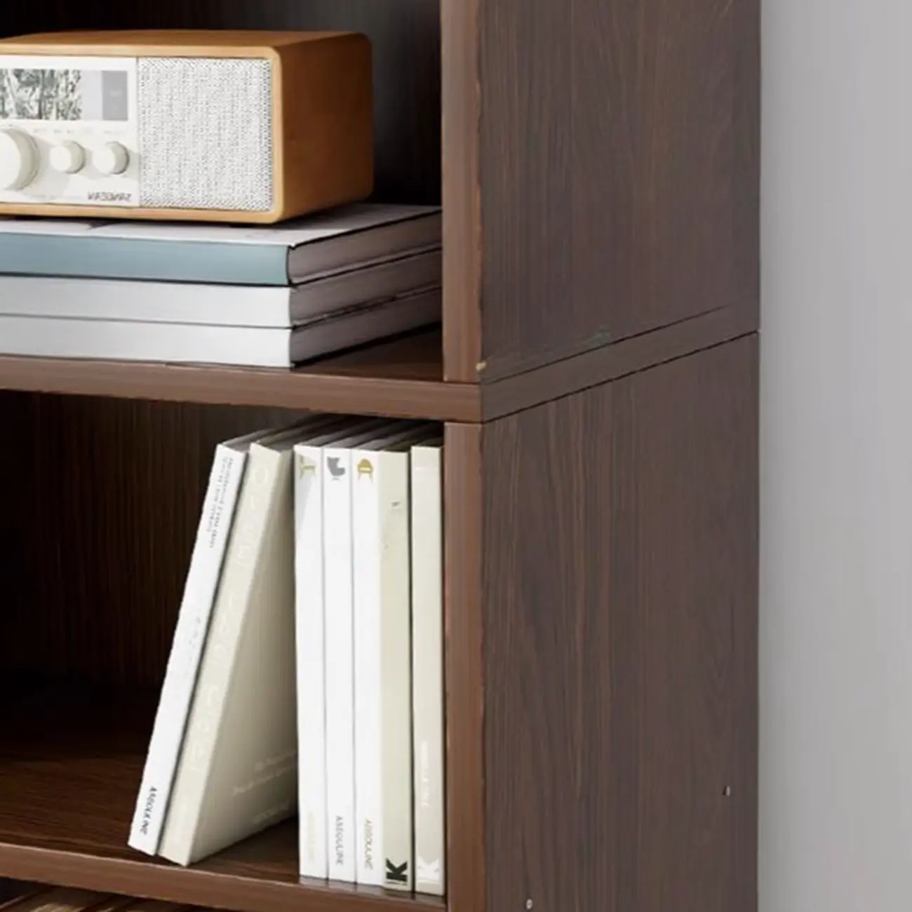 Modern Multi-Layer Brown Lumber Closed Back Bookcase
