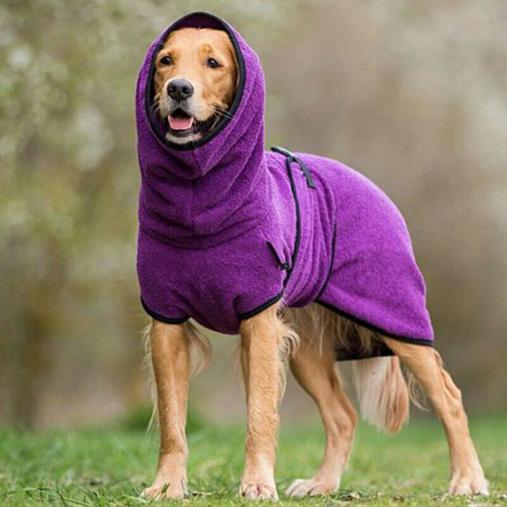 HULIANFU Pet Clothes Dog Towelling Drying Super Absorbent Robe Soft quick drying Polyester Sleepwear Coat Warm Apparel - Deanwangkt
