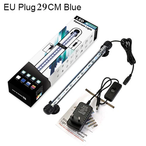 HULIANFU Waterproof LED Aquarium Lights Fish Tank Light Bar Blue/White 19/29/39/49CM Submersible Underwater Clip Lamp Aquatic Decor EU - Deanwangkt