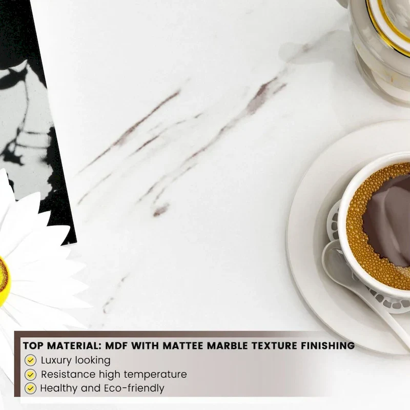 Mieres 39 Wide 2-Tier Faux Marble Top Coffee Table with Steel Frame