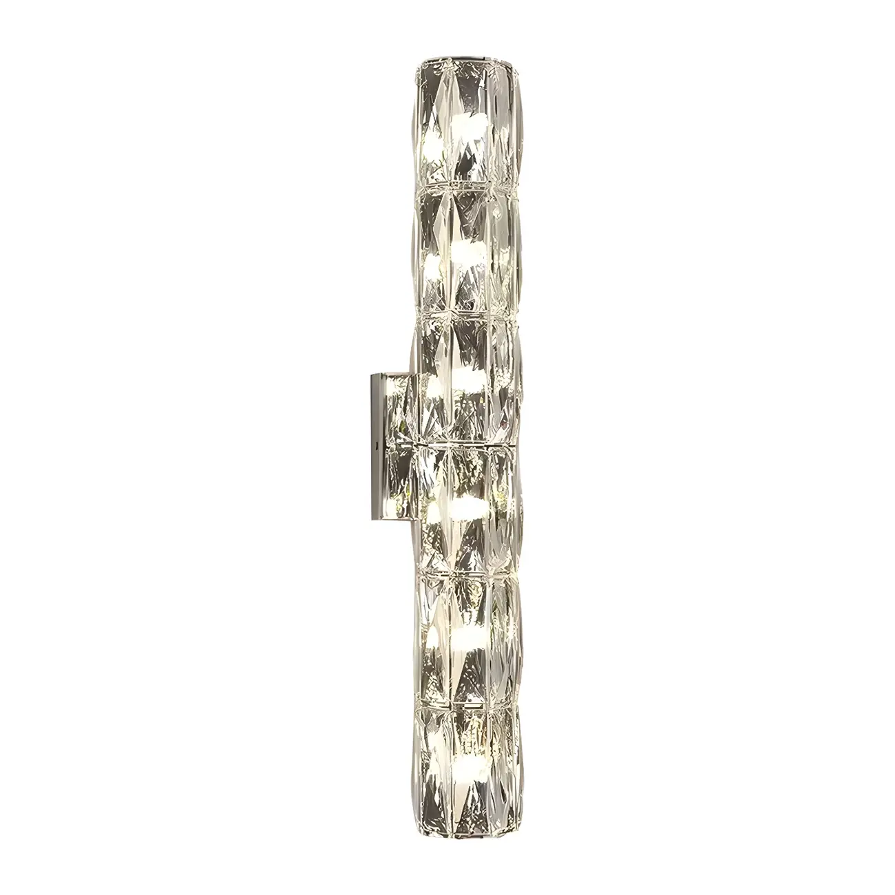 Modern 4-Light Chrome Crystal Cylinder Wall Sconce Light Fixture