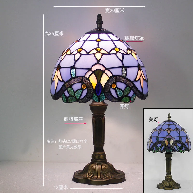 HULIANFU 2026  Mediterranean Style Restaurant Bar Cafe LED Vintage Desk Lamp Bedside Colorful Glass Table Lamps Nightstand Light Bedroom Lamp - Deanwangkt