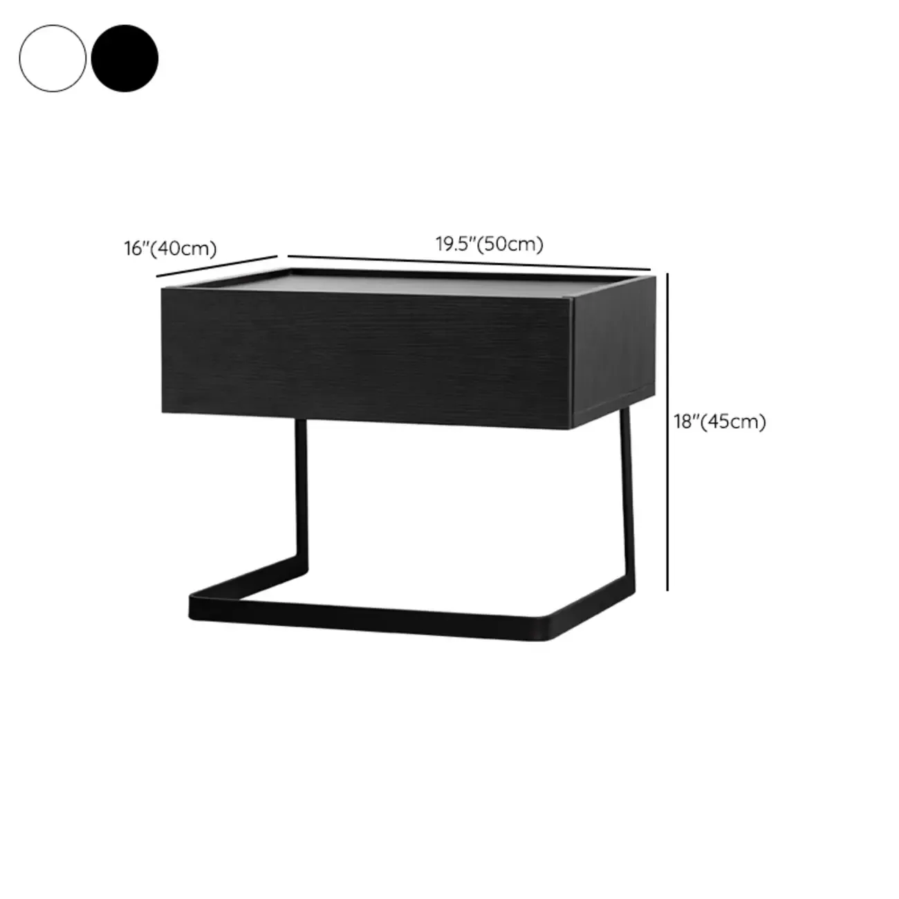 Modern Black Wood Compact Drawer Nightstand