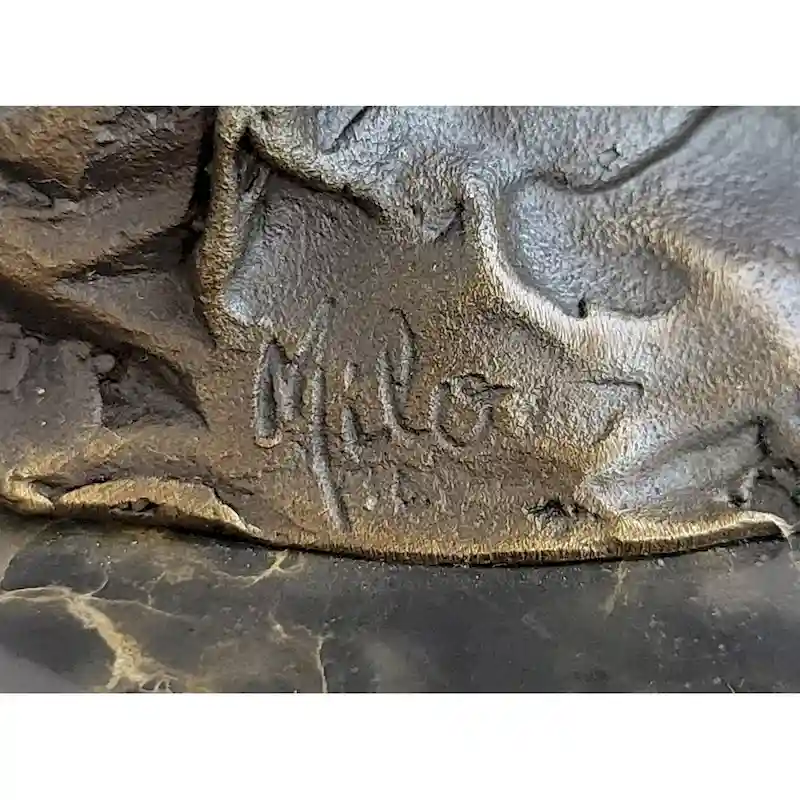 Elephant Standing On Hind Legs Bronze Figure Statue Sculpture Signed Art On Marble Base