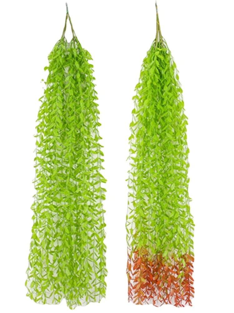 HULIANFU Simulation plant willow leaf rattan wedding ceiling wall hanging plastic green leaf rattan hanging green plant - Deanwangkt