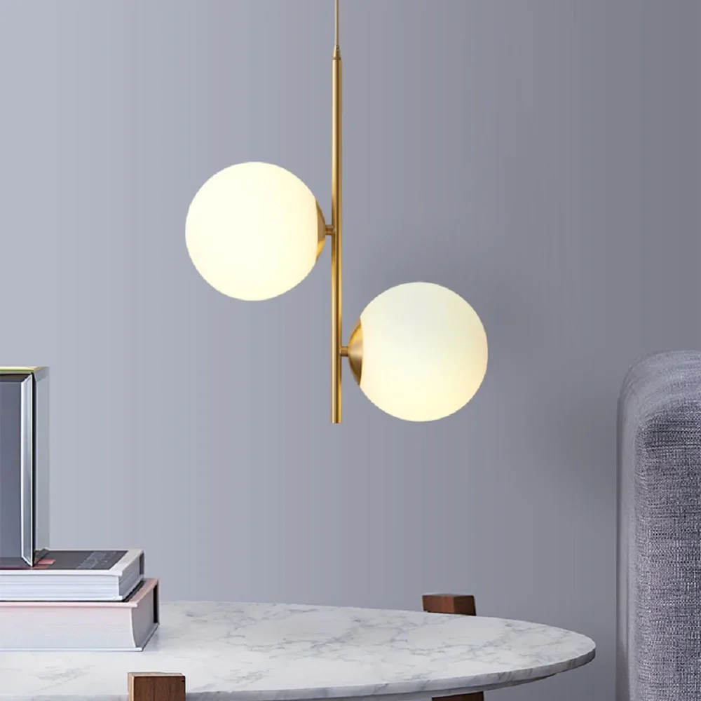 HULIANFU Modern simple Coppery Restaurant Pendant light luxury Bedside Nordic designer Creative personalized Acrylic ball G9 Hanging lamp - Deanwangkt