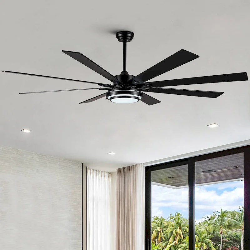 Gabriel 72 in. Indoor Black PlyWood Smart Ceiling Fan with Integrated LED, Works with Alexa/Google
